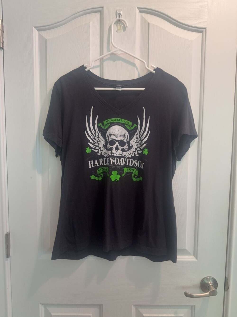Harley-Davidson Smoky Mountain Skull Shamrock V-Neck T-Shirt Size 2X